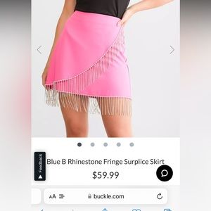 Blue B Rhinestone Fringe Surplice Skirt size large